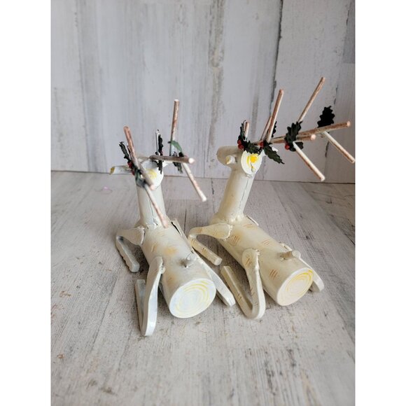 Vintage Birchwood reindeer Xmas home decor mistletoe folk art - Picture 6 of 10